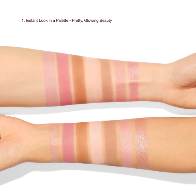 Arm_swatches_with_labels_of_INSTANT_LOOK_IN_A_PALETTE_-_PRETTY__GLOWING_BEAUTY