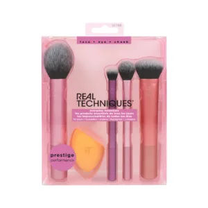 Real Techniques Every Essentials Makeup Brush Set with Bonus Miracle Complexion Sponge