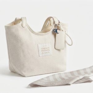 Summer Fridays Sunlit Vanilla Mini Tote Bag , Keychain pouch and Scarf